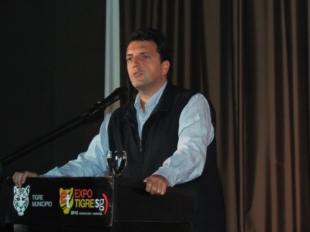 El intendente de Tigre, Sergio Massa en el acto de lanzamiento de Expo Tigre 2012