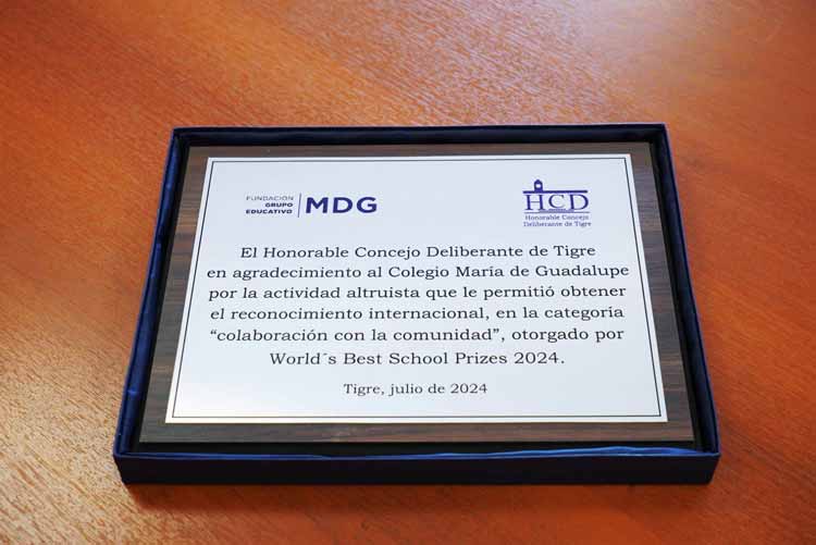 El HCD de Tigre entregó un reconocimiento al Colegio María de Guadalupe por su distinción internacional